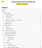 Software Requirements Specification: Table of contents