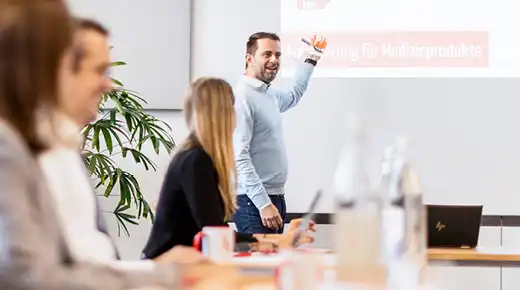 Expert presents in front of a group