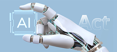 Robotic hand holding a micro chip reading "AI"