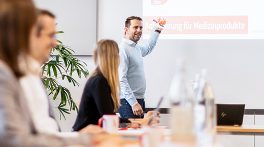 Expert presents in front of a group