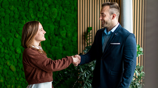 Handshake in an office setting